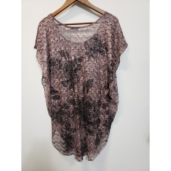Lavish size XL light cocoa lace poncho/tank ladies top USA - Picture 10 of 10